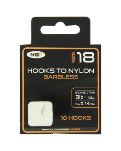 Buy NGT Hook to Nylon Barbless Size 18 by NGT for only £8.99 in Bait & Tackle, Rigs, Hooks at Big Bill's Fishing Shack, Main Website.