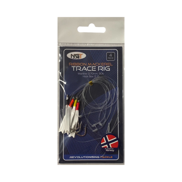 Buy NGT Ribbon Mackerel Trace Rig 4 Pieces for only £9.99 in Bait & Tackle, Rigs, Feathers at Big Bill's Fishing Shack, Main Website.