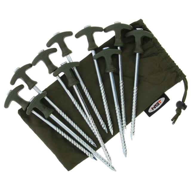 Buy NGT Bivvy Pegs - 10 x 12" Bivvy Pegs in Case for only £9.99 in Shelter & Bivvies, Bivvy Accessories at Big Bill's Fishing Shack, Main Website.