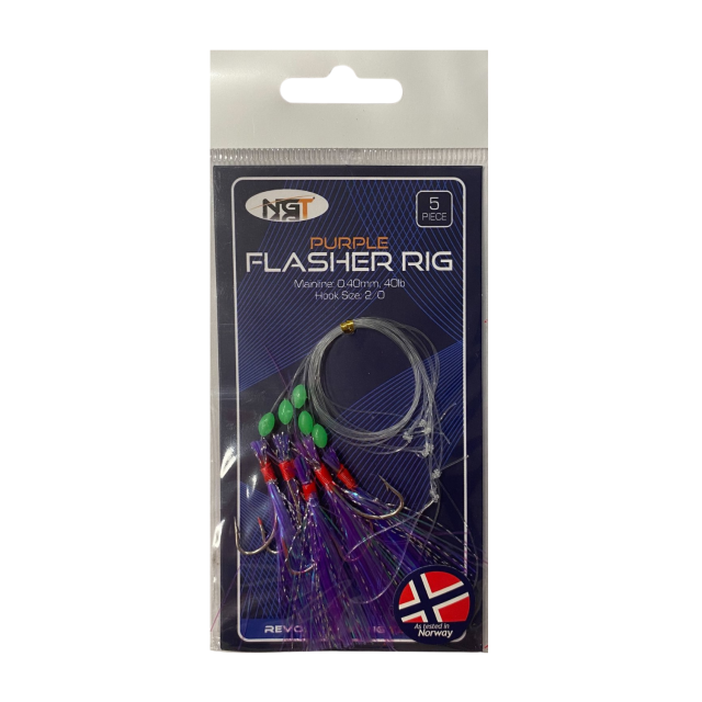 Buy NGT Purple Flasher Rig 5 Pieces for only £9.99 in Bait & Tackle, Rigs, Feathers at Big Bill's Fishing Shack, Main Website.