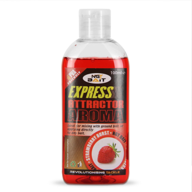 Buy NGT Bait 100ml Express Attractor - Strawberry for only £2.99 in Bait, Additives at Big Bill's Fishing Shack, Main Website.